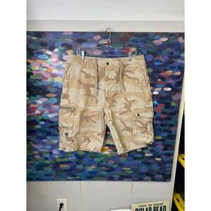 American Eagle Mens Desert Camo Cargo Shorts Tan Khaki Size 36